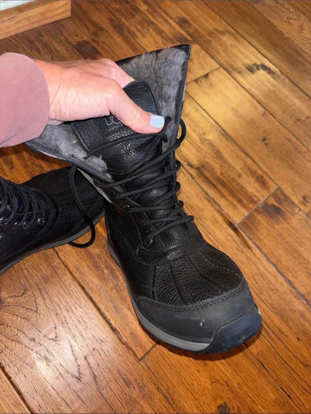 UGG Men’s Black and Gray Lace-Up Insulated Snow Boots